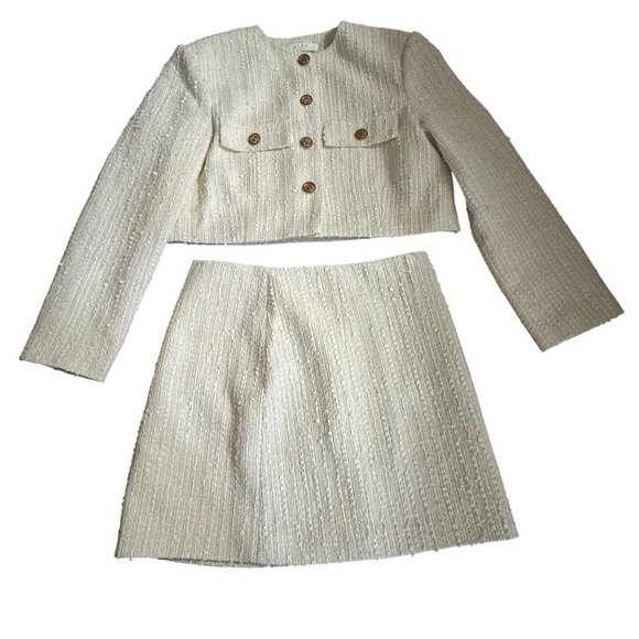 Astr Dresses & Skirts - Women's NWT ASTR the Label Covina Matching Cream Tweed Skirt and Blazer Set